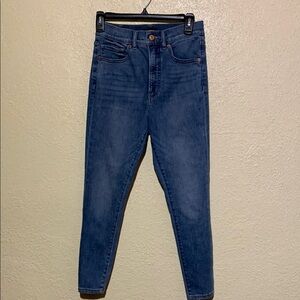 Express Jeans 4 Short Blue Stretchy Skinny High Rise Logo Cotton Rayon